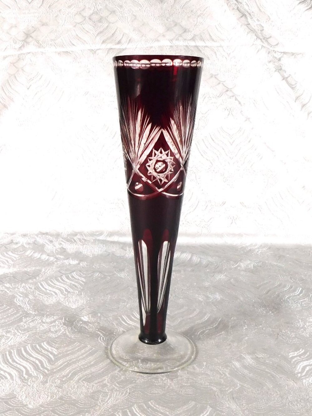 Slender Red Cut to Clear Vase # 27770